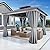 DWVO 10x10ft White Gazebo Hardtop Double Roof Canopy Outdoor Galvanized Roof Aluminum Gazebo with Netting and Curtain Garden Tent for Patio, Backyard and Deck, Grey Curtain