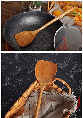 Image of FJNATINH Wooden Spatula with Long Handle for Cooking Kitchen Cookware