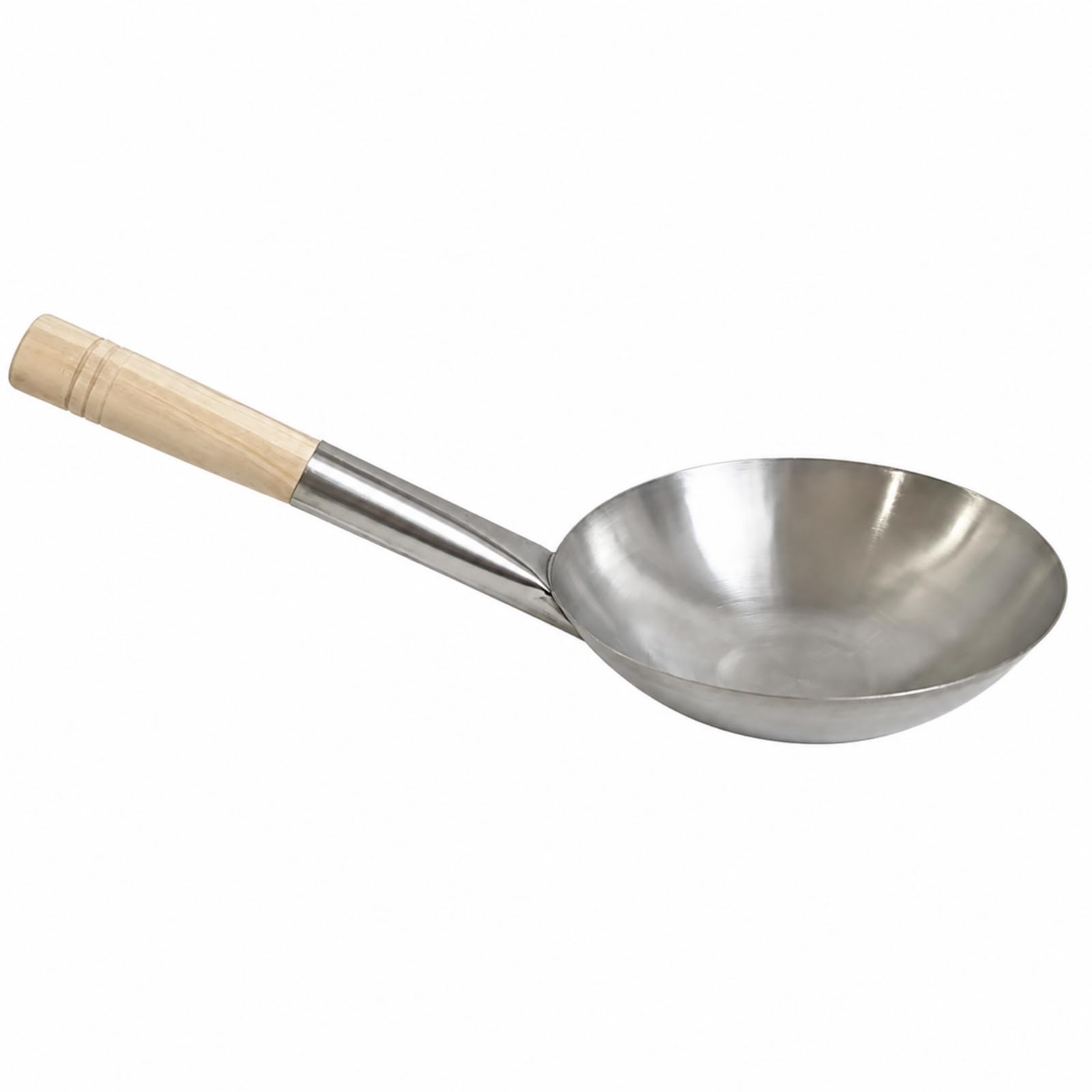 Mestolo da Zuppa in Acciaio Inox con Manico in Legno Resistente Al Mestolo Acciaio Inox Durevole per Cuochi Professionisti, Ristorante, Legno 30CM 2 0MM
