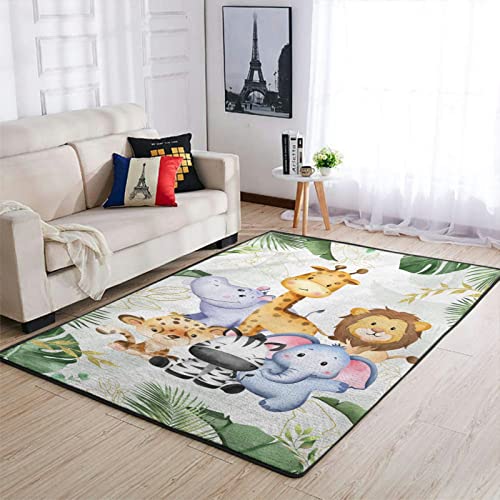Tapete decorativo con animales y hojas jungla 36x60 pulgadas miniatura 1