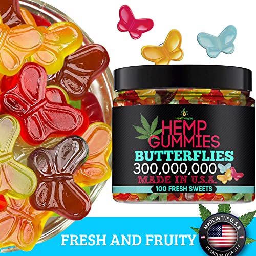 Healthergize Hemp Gummies Premium-Delicious Butterflies Gummy Bear Edibles-Fresh Fruity Flavors-Natural Candy Peace and Relaxation-for Sleep, Calm, Relax-Made in USA-100 Count - Image 4