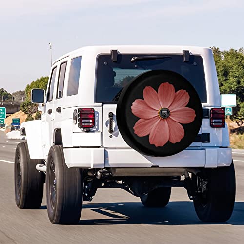 Image of Delerain Spare Tire Cover with Backup Camera Hole Dark Red Flower Primula Wheel Covers Waterproof Dust-Proof UV Sun Universal Fit for RV Trailer RV SUV Truck (17 Inch for Diameter 31 inch-33 inch)