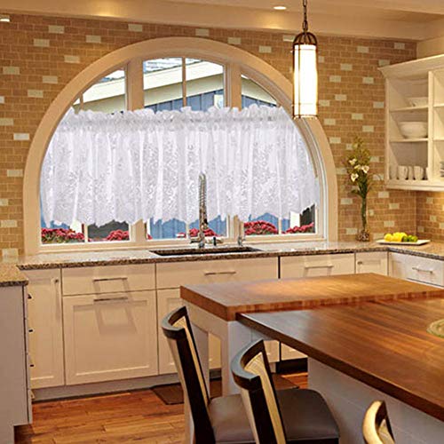 Super1798 1 peça 74 cm x 61 cm Cortina curta de renda com janela de renda e janela para varandas, co