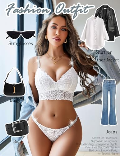 Image of Avidlove Lingerie Set for Women Lace Bra and Panty Set Two Piece Sheer Bralette