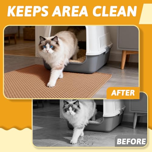 Image of Pieviev Cat Litter Mat Double Layer Waterproof Urine Proof Trapping Mat 1 Pack (30''X24'', Brown)