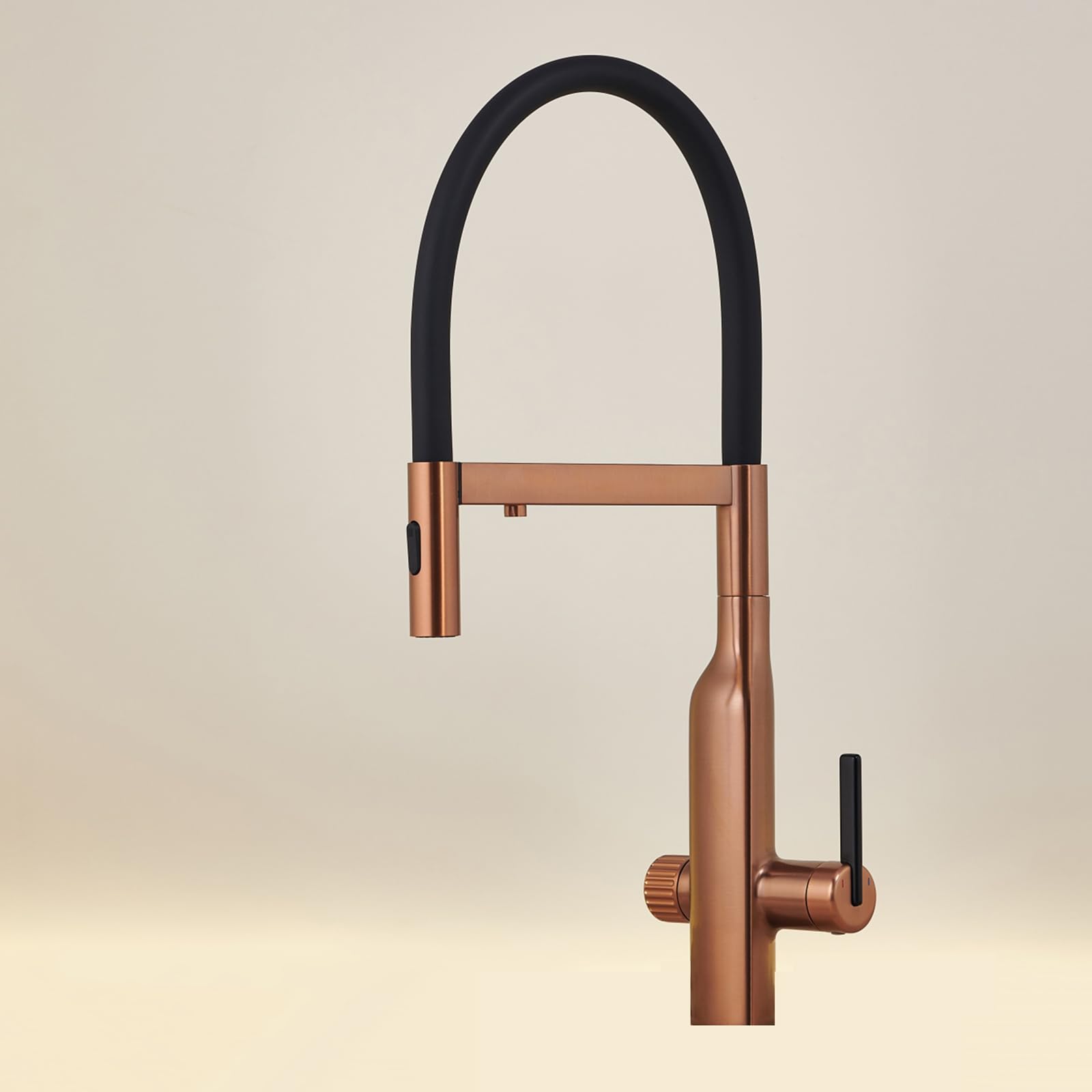ZYCHSJXA Kitchen Tap 3 Way with Pull Out Spray Swivel Hot and Cold Water Pure Brass Taps in 1-Rose Gold