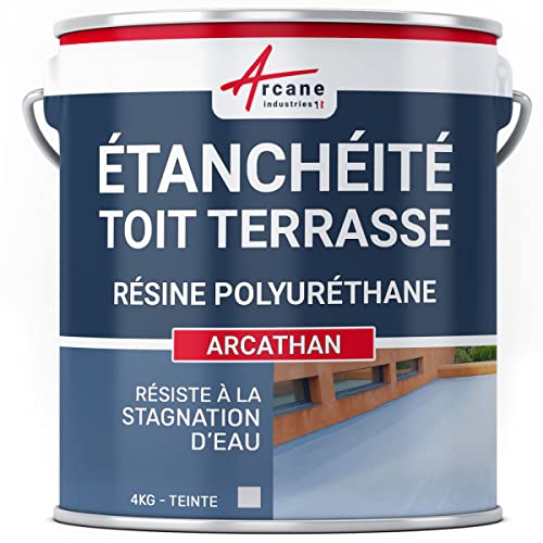 Étanchéité toit terrasse & toit plat | Résine et peinture étanche polyuréthane colorée, membrane liquide | ARCATHAN - 4 kg Gris - ARCANE INDUSTRIES