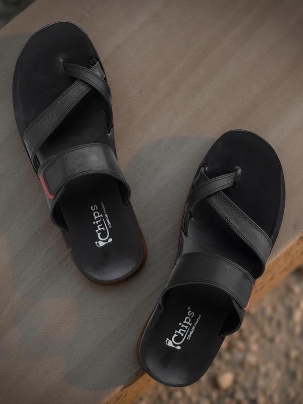 Image of Chips Men's BLACK Lightweight Slip-on Sandal Casual (HR91)
