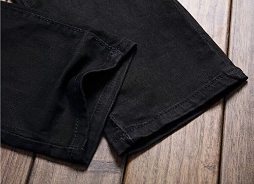 NORAME Calça lápis masculina slim fit vintage com zíper envelhecido stretch rasgado jeans (34, preto