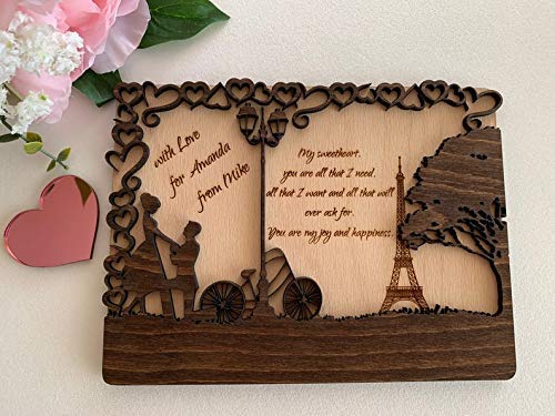 3d Personalised Engraved Wooden Handmade Postcard I Love You Valentines Day Gift Custom Text Keepsake Romantic Paris Wood Rustic Decor Anniversary Cards Greeting Card Custom Design Engagement Gift Amazon Co Uk Handmade