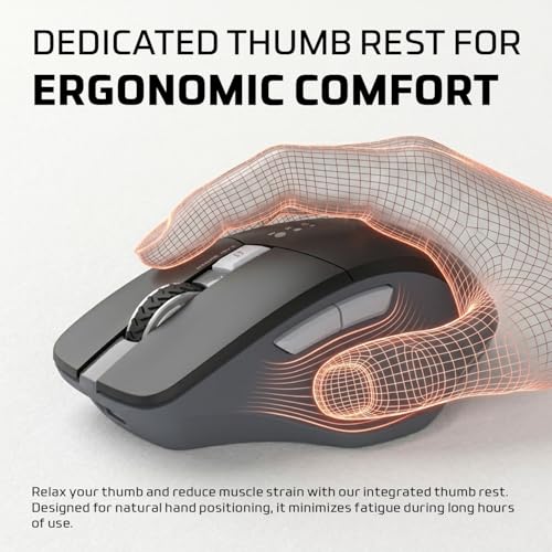 Image of Amkette Hush Pro Epic M Rechargeable Wireless Mouse /Bluetooth Mouse | 3 Device Connectivity (2xBT&2.4G) with Top Mounted Device Switch Button, Silent Switches, Ergonomic Design, Upto 3200 DPI (Black)