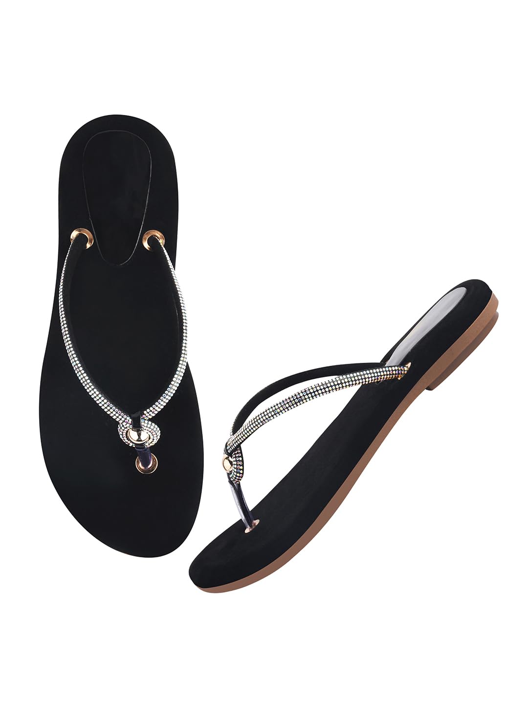 Shoeopia Embellished Strap Flats | Cushioned Footbed |Casual, Ethnic, Party, Wedding, Festive | Comfortable-image-42