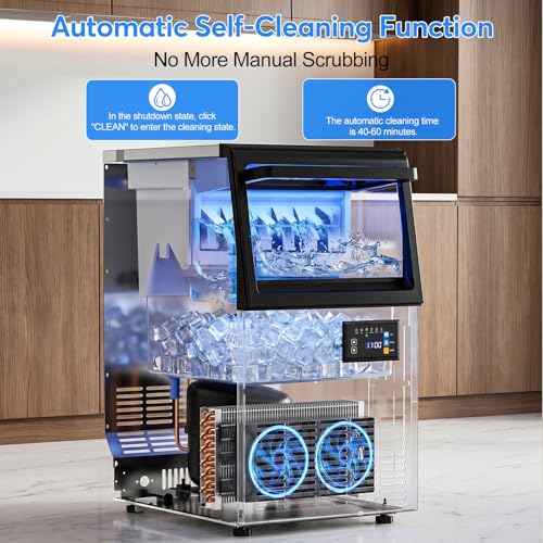Image of SOZT Under Counter Ice Maker, Gourmet Ice, 100LBS /24H, 25LBS Capacity | Commercial Ice Maker Machine, Non-Clumping Design, Freestanding Hat Ice Cube Maker for Home, Bar, Restaurant, Office