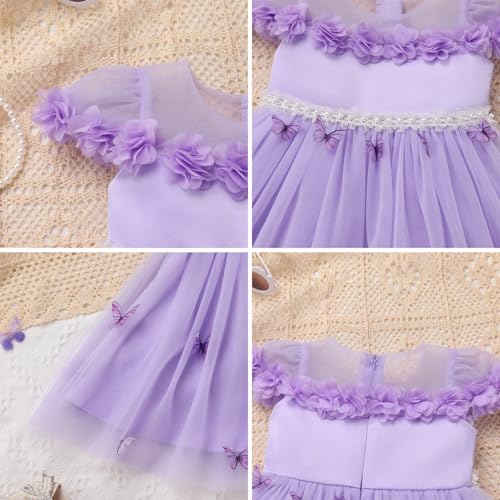 ODASDO Toddler Girls Butterfly Dress Infant Baby A-line Tulle Tutu Princess Dresses for Wedding Formal Birthday Party Pageant4