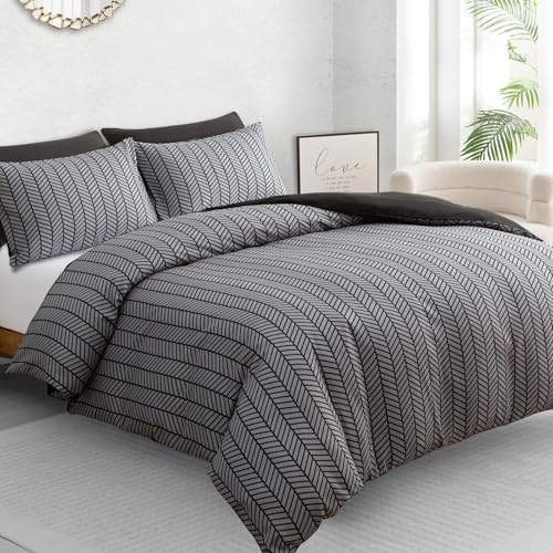 Pamposh King Size Duvet Cover Sets – Brushed Microfiber Reversible Kingsize Duvet...
