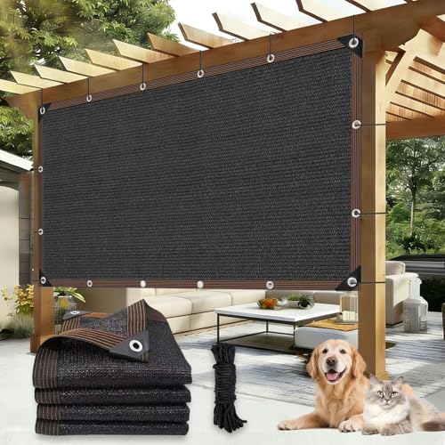 LCYFBE 8 x 10 FT Shade Cloth - Garden Shade Mesh Netting with Grommets Outdoor Sun Shade Cover for Pergola Patio Plants Greenhouse Chicken Coop Black Shading Rate 90%