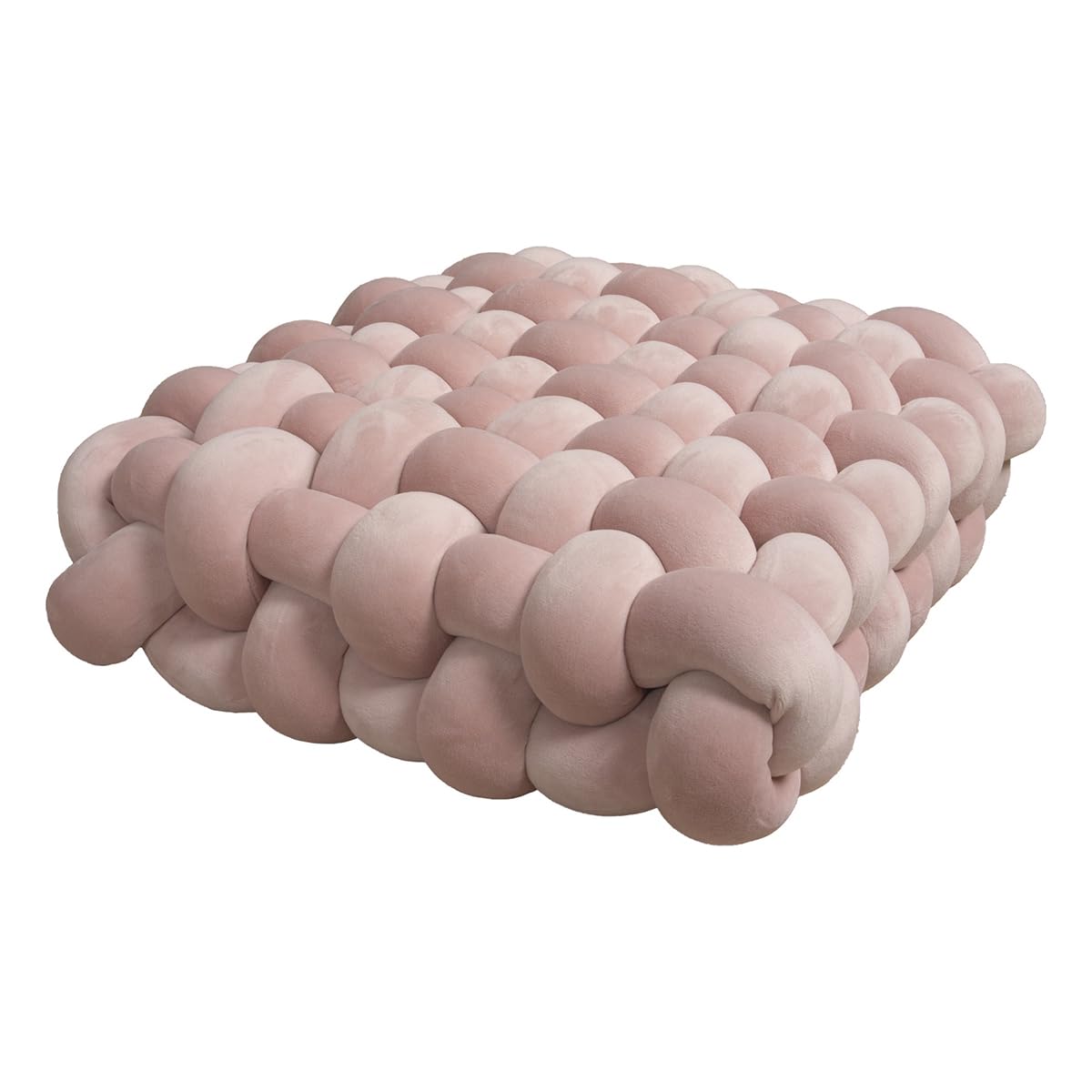 Dazzluxe Knot Throw Pillow Home Decoration Cushion, Square Handmade Woven Knotted Seat Cushion for Living Room Bedroom Solid Color Light Luxury Style,Pink2,30 * 33 * 12cm