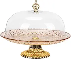 Boleira de Plástico com Pé e Tampa, Queijeira, Boleira com Tampa, Porta Bolo, Prato para Bolo com Tampa, Prato de Bolo, 29.5x29.5x22.5cm