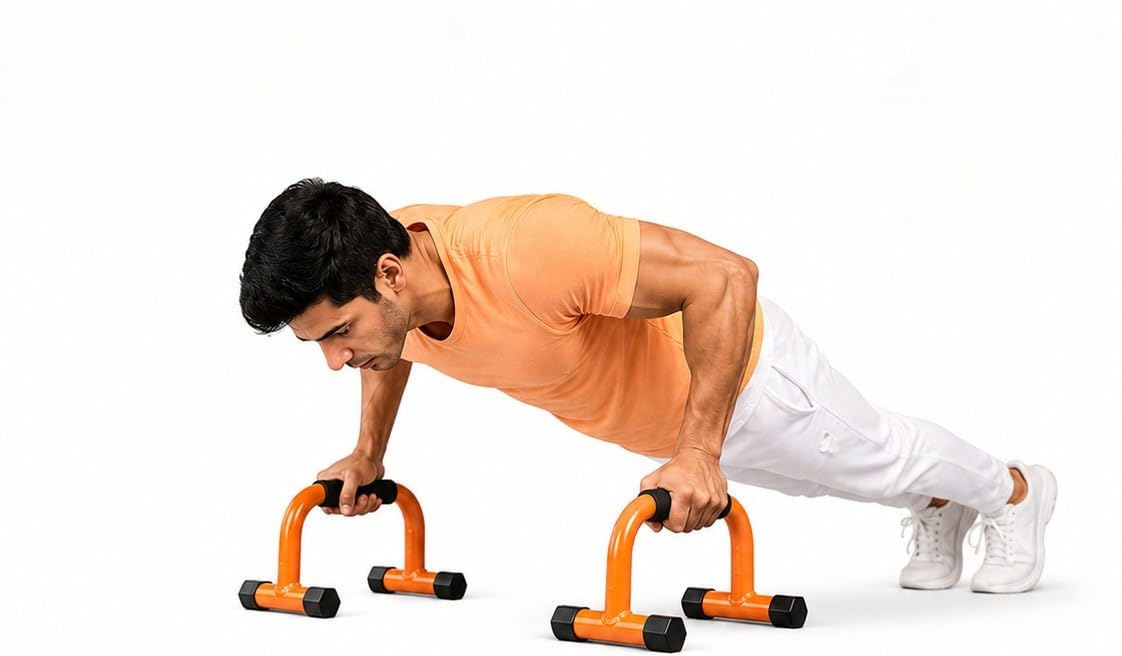 Iron Push Up Stand with Soft Grip Handles, Portable Strength Training Bars for Home Gym Workout, Stable Bodyweight Exercise Equipment for Chest, Arms, Shoulders and Core Training-image-0