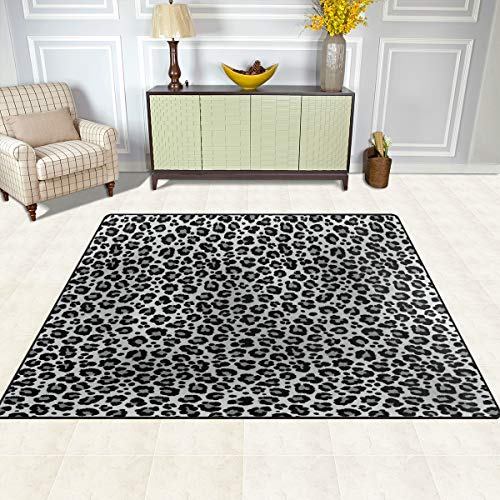 Alaza Snow Leopard Print Gray Area Soft Non Slip Floor Mat Washable Carpet For Bedroom Living Room One Piece 5X7 Feet #TOP14