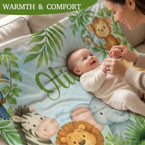 Image of Personalized Baby Blanket with Name, Custom Soft Flanne Blanket for Kisd, Toddlers, Personalized Baby Gifts for Infant Newborn Shower