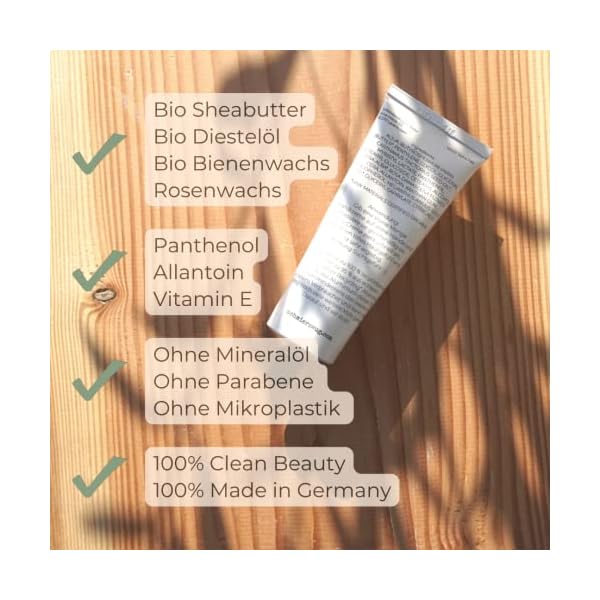 SCHMIERZEUG Hand Cream, Clean Beauty mit Sheabutter, Panthenol & Allantoin, wirklich effektiv bei trockener Haut, zieht schnell ein, Handcreme unterstützt bei Neurodermitis, parfümfrei, 75ml – Bild 5