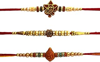 Set of 3 Rakhi for Brother and Bhabhi Set Rakhi for Bhaiya Bhabhi Raksha Bandhan Rakhi Indian Rakhi Threads Rakhi Bracelets Best Gift for Brother on Rakshabandhan Rakhi Bands, Long -14 Inch