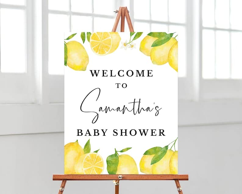 Personalized Lemon Baby Shower Welcome Sign - Lemon Baby Shower Sign - Lemon Baby Shower Welcome Poster - Lemon Baby Shower Welcome Canvas - Baby Shower Decor - Baby Shower Sign Board