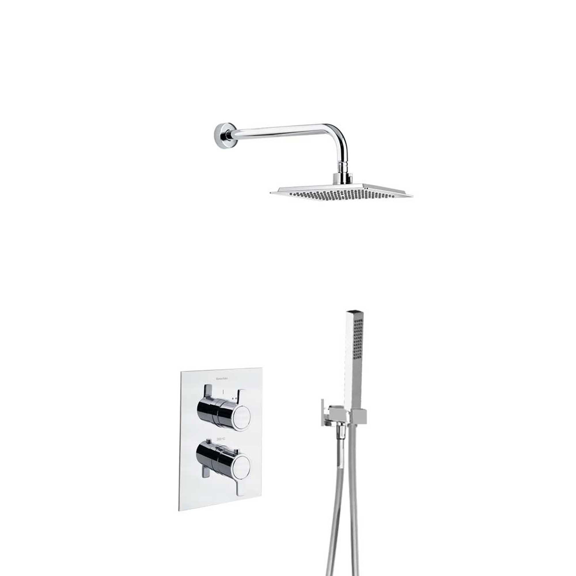 Ensemble de douche Blautherm tête carrée 225 x 225 mm mitigeur robinetterie salle de bain