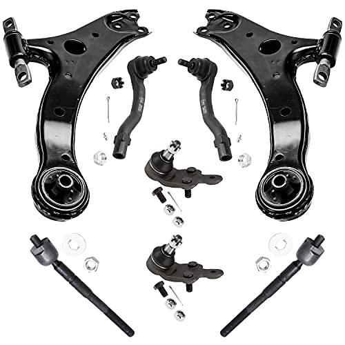 Image of Detroit Axle - 8pc Front End Suspension Kit for 2007-2011 Toyota Camry 2 Lower Control Arms 2 Lower Ball Joints 4 Inner & Outer Tie Rod End Links 2008 2009 2010 Replacement