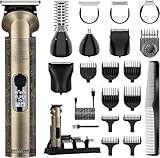 Hatteker Beard Trimmer Kit Professional Hair Clipper Zero Gapped T-Blade Electric Razor Shaver for Nose Ear Body Face Mustache Trimmer for Men Cordless Grooming Kit 8 in 1
