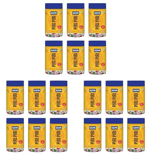 Image of Keya Piri Piri | Peri Peri | Exotic Spice Mix | Multi-purpose Seasoning | Zero Artifical Colours | No Added MSG | Instant Seasoning Mix |Marinade Mix, Dip Mix, Sprinkler| Perfect for Fries, Sweet Corn, Makhana, Papad, Khichdi| 90g | Pack of 18