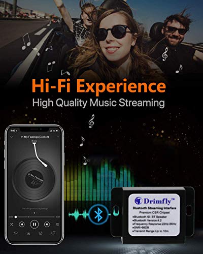 Drimfly Auxiliary Input Kit Wireless Bluetooth Music Streaming Adapter,CSR aptX Low Latency Chipset,Compatible with BMW E46 2003-2006 325i 325ci 325xi 330i 330ci 330xi M3 Business CD -(10-pin Socket)