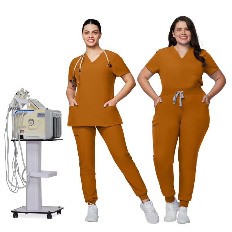 Image of Kitmaz Scrub Pants for Women - Mid Rise 4-Way Stretch Anti-Wrinkle Slim Fit Jogger Pants, Drawstring & 5 Pockets
