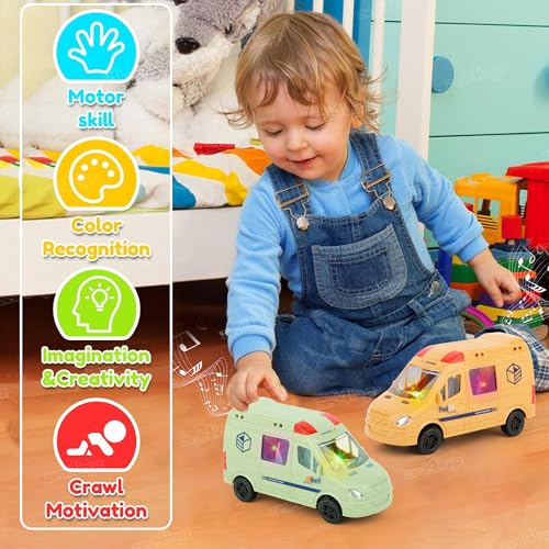 Image of Zest 4 Toyz Car Toy for Kids Bump and Go Toys for Kids Van Toy with Flashing Lights and Realistic Sounds Sirens & Universal Wheel Birthday Gift for Boys & Girls (Random Color) - Pack of 1