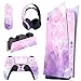 PlayVital Adesivo Skin per ps5 Console&Controller&Telecomando&Cuffie&Base di Ricarica Cover Sticker Decal Vinile per ps5 Digital Edition-Acquerello Rosa