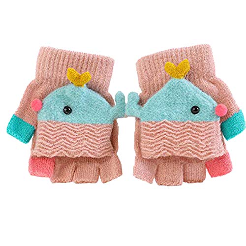 Toddler Magic Snow Gloves Kid Thermal Gloves Knit Convertible Flip Top Gloves