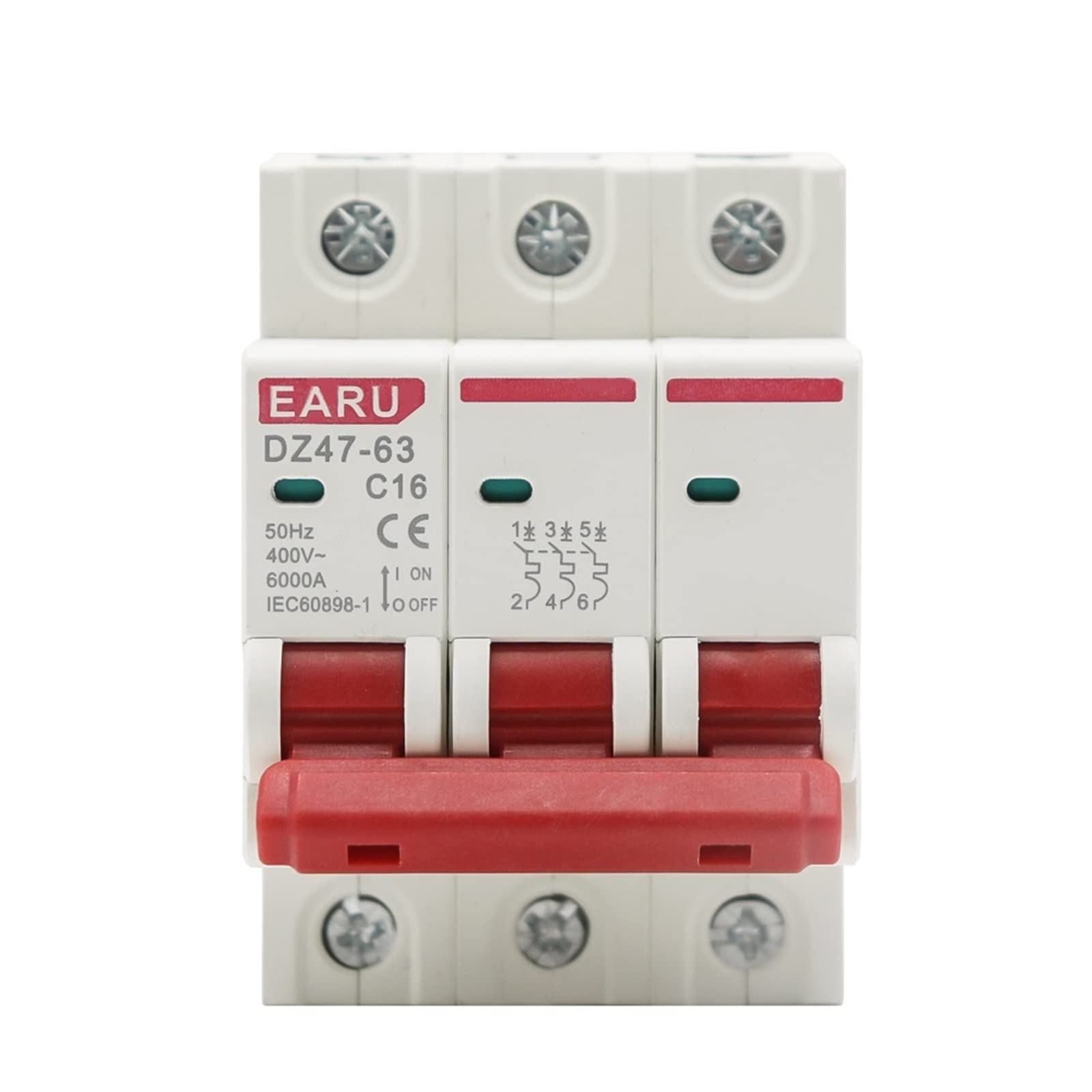 FQJYXWEWL 1Pcs 3P 3A-63A 400V C Type Mini Circuit Breaker MCB Short Overload Circuit Protector 35mm Din Rail(25v)