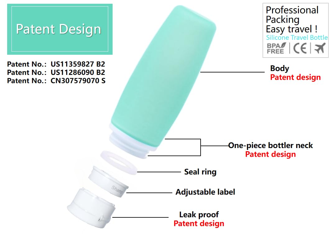 Sprigold 15 Pack Upgrade Leak-Proof Silicone Travel Bottles Set Have Built-in Labels TSA Approved - Image 3