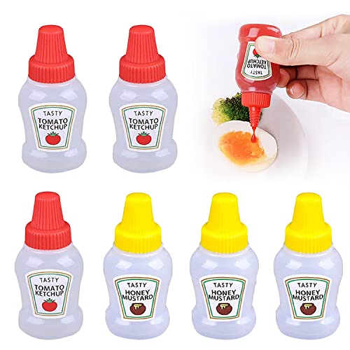 Mini Botellas De Condimento, 6 Piezas Mini Recipientes Para Exprimir, Botella De Portátil...