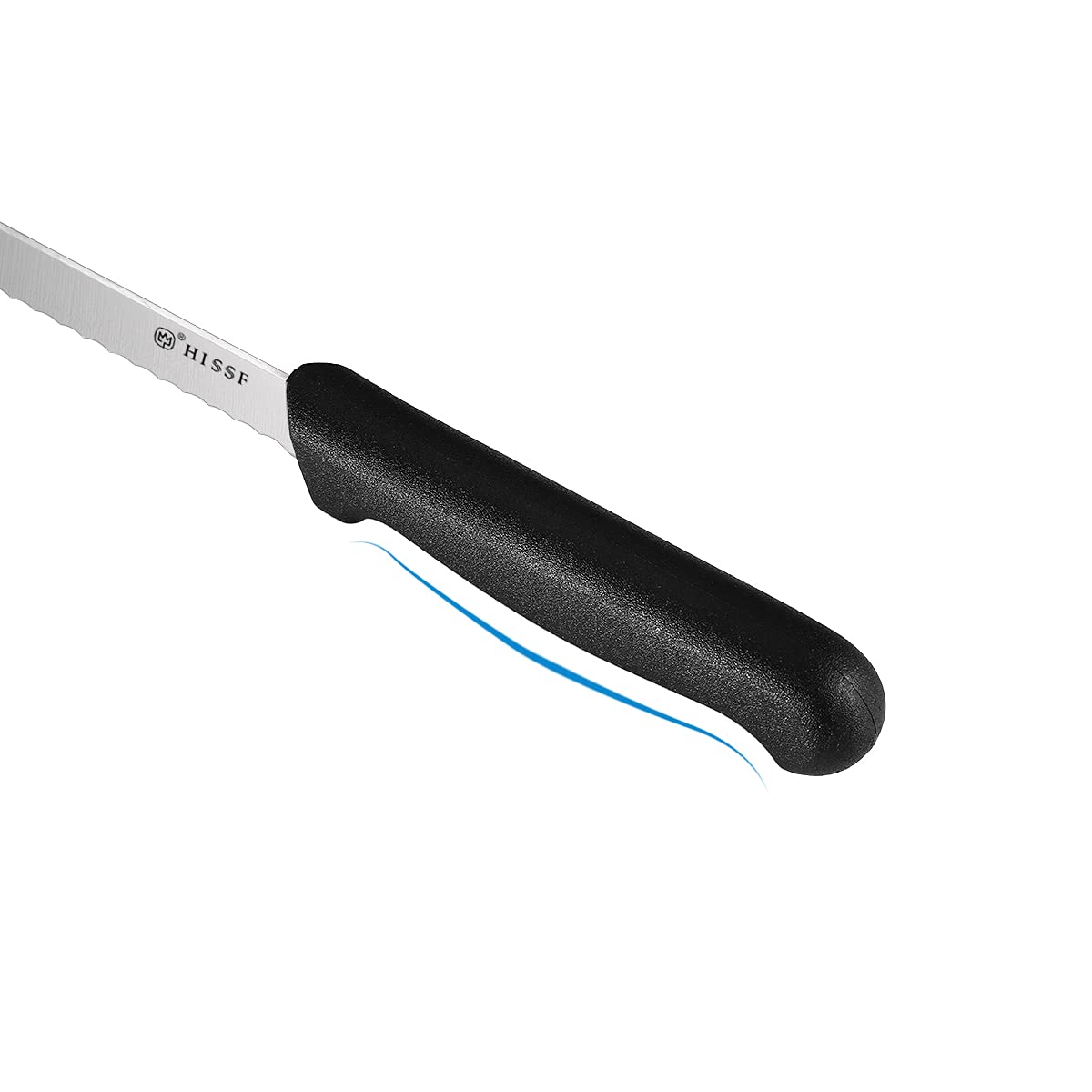 ICEL 8 Inch Serrated Bread Knife - Wavy Edge German Steel, NSF Approved, Black Antibacterial Handle