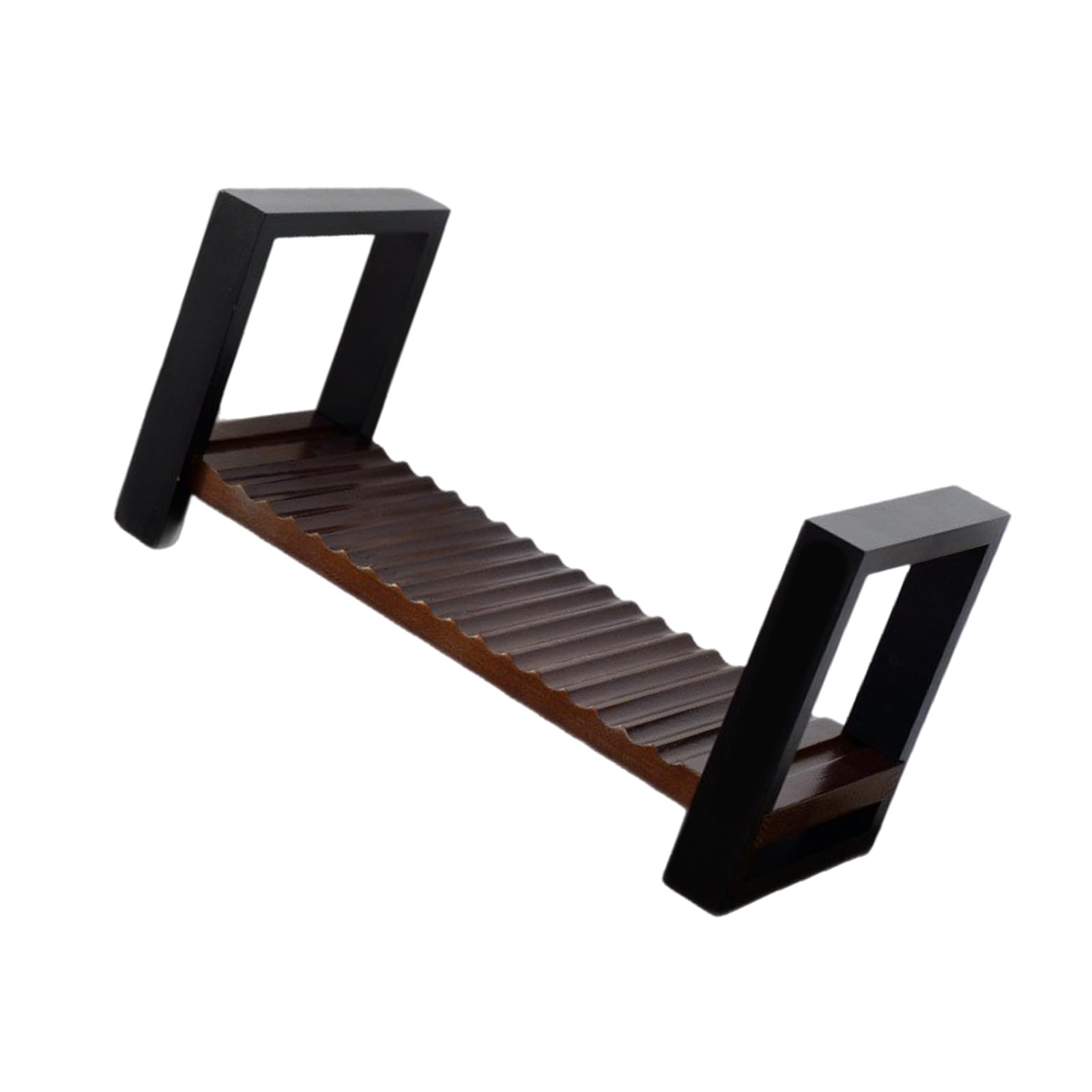 Shntig Contemporary Elegant Vinyls Record Stand Space Saving Natural Wood Vinyls Storage Rack with Grooved Base Componentized Record Display Stand