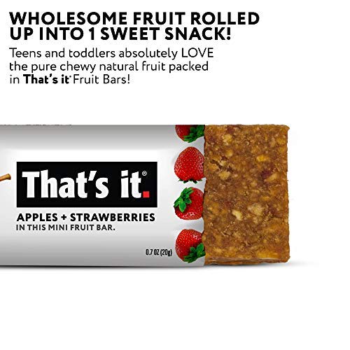 That's it. Mini's-Variety Pack 100% Natural Fruit Bar, High Fiber Vegan, Gluten Free Healthy Snack, Paleo for Children, Adults, Non GMO No Added Sugar, No Preservatives(Date 5 Pack, Strawberry 5 Pack)