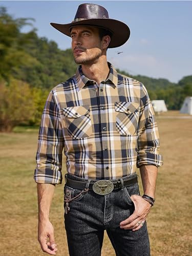 3 Pack Mens Flannel Shirt Long-Sleeve Button-Down Plaid Casual Shirt Cozy Regular Fit4