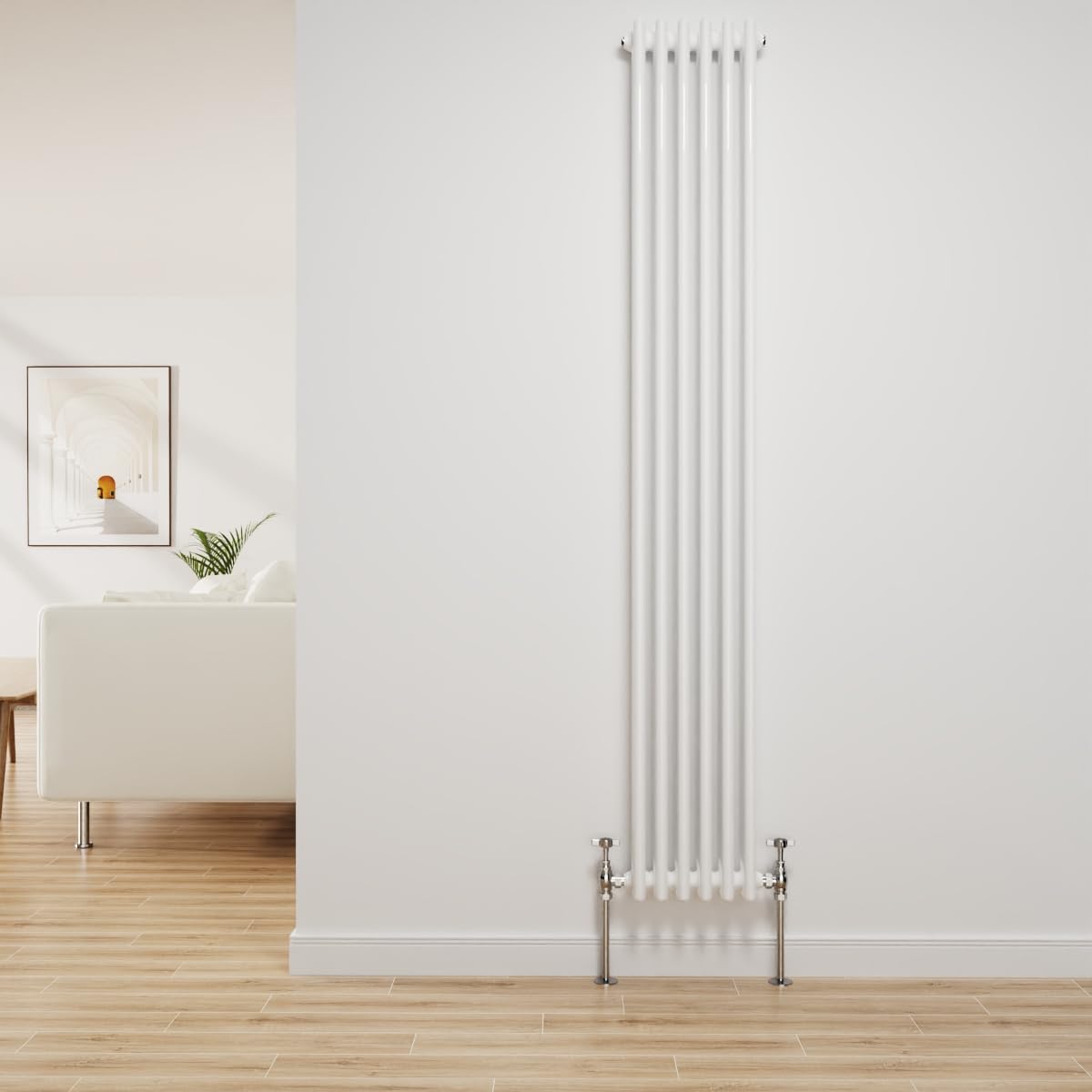 Nrg Gloss White Traditional Radiator Cast Iron 3 Column Vertical 1800X292mm