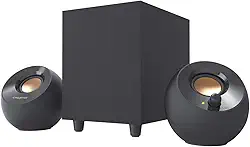 Creative Alto-falantes de desktop Pebble Plus 2.1 com poderoso subwoofer de acionamento e drivers de campo distante, potência total de até 8W RMS para PCs de computador e laptops (preto)