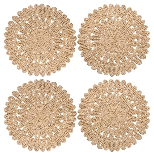 DELAQIKO 13.8' Round Corn Husk Placemats | Boho...
