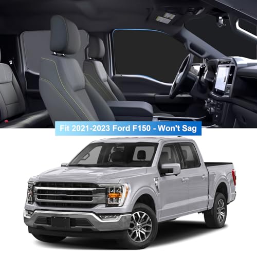 Image of Front Side Window Sun Shade for 2021-2025 Fo-rd F150 Accessories 2Dr 4Dr Pickup, Foldable Window Sunshade Sun Visor Protector for F150, Side Window Shades Sun Shield Blocks UV Rays Heat