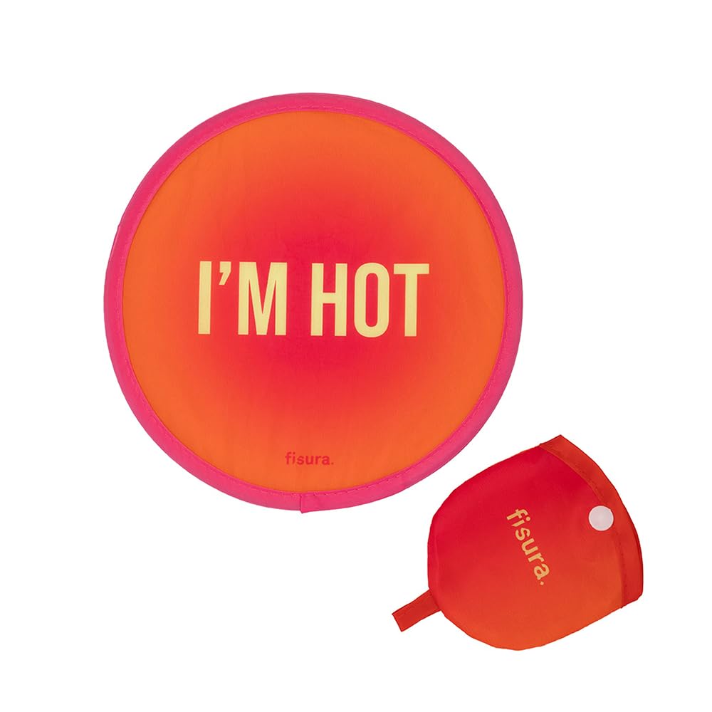 Fisura – Round Folding Fan. Original Foldable Hand Fan. Foldable Frisbee. Single Unit. Portable Fan for Parties. Measures: 20 centimetres. (Hot, 1 piece)