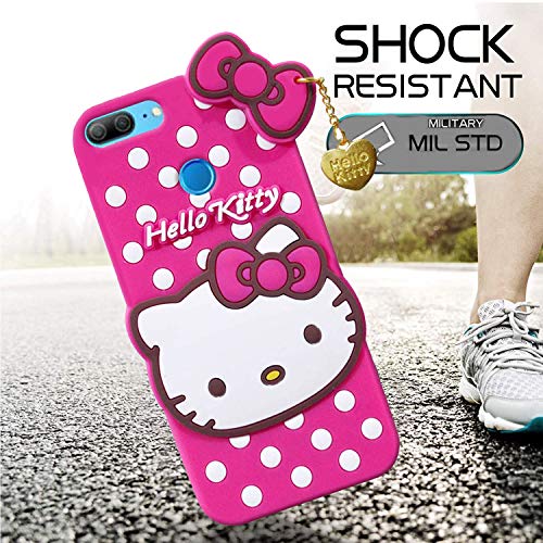 Image of Unirock Hello Kitty Back Case Cover for Honor 9 Lite| 3D Cute Hello Kitty Case |Soft Silicone Rubber Back Cover with Pendant Kitty Cover for Honor 9 Lite (Pink)